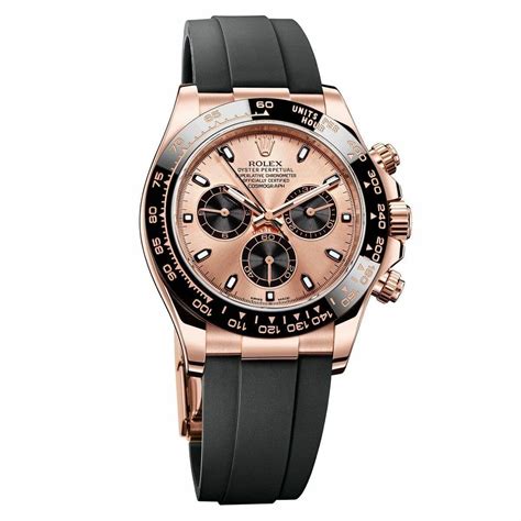 rolex daytona pink gold rubber strap|Rolex daytona with rubber band.